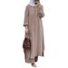 Muslim Arabic Style Two-Piece Set Spring Autumn New Women's Long Sleeve Shirt And Pants Fashion Casual Suit_ecoleips.com