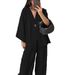 Fashion Loose Women's V-Neck Top And Wide Leg Pants Casual Set_ecoleips.com