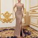New European And American Cross-Border Trade Women's High-Waisted Sexy Sequin Split Bridesmaid Dress Strap Evening Gown_ecoleips.com