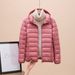 Women's Lightweight Down Jacket With White Duck Feather Filling, Slim Fit Short Puffer Coat For Winter, Fashionable Zipper Design_ecoleips.com