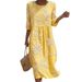 Best Selling Women's mid Length Sleeve round Neck Dress Side Pockets Beach Vacations_ecoleips.com