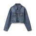 Women's Denim Jacket & Wide Leg Jeans Set - Stylish Cropped Button-Up Top With High Waist Slimming Pants For Casual & Office Wear_ecoleips.com
