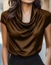 Women's Casual Draped Short Sleeve Top Versatile_ecoleips.com