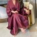 Women's Clothing Elegant Long Skirt Solid Color Puff Sleeve Women's Robe Dress_ecoleips.com