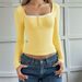 Voya Women's Spring And Summer New Style Women's Slimming U-shaped Neck Spicy Girl Style Long Sleeve Lace Vest Sexy T-shirt_ecoleips.com