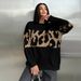 New Leopard Print Sweater Color Block Fashion Trend Loose Round Neck Lazy Style Early Autumn Women's Outerwear_ecoleips.com