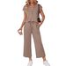 Women's Casual Two-Piece Outfit – Stylish Short Sleeve T-Shirt & Cropped Pants Set For Spring, Beach Vacation & Cruise Wear_ecoleips.com