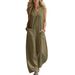 Women's Casual Linen Cotton Jumpsuit Style Sleeveless Double Pocket Jumpsuit Fashion_ecoleips.com