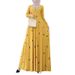 Muslim Women's Clothing Leaf Dot Print Spring And Autumn Long Sleeve Flared Dress Button Ethnic Style_ecoleips.com