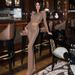 Women's Elegant Two Piece Set European American Style Fashion round Neck Long Sleeve Slim Fit Crop Top with Pleated Flared Trousers_ecoleips.com