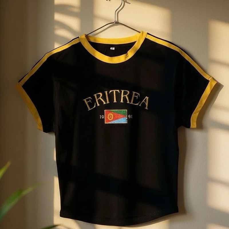 Women's Y2K Cropped Blue T-Shirt Short Sleeve Summer Top for World Cup Streetwear Fashion_ecoleips.com