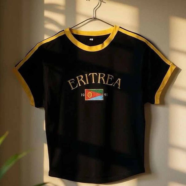 Women's Y2K Cropped Blue T-Shirt Short Sleeve Summer Top for World Cup Streetwear Fashion_ecoleips.com