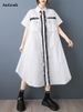 White Vintage Oversized Shirt Dresses For Women Summer New In Short Sleeve Loose Casual Long Dress Fashion Elegant Clothing 2025_ecoleips.com