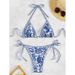 Women's Clothing Printed Triangle Cup Pendant Sexy Bikini Swimsuit_ecoleips.com