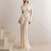 Autumn Long Sleeve Backless Slim Hips Dress Women Fashion Turtleneck Waist Draped Long Dress Spring Solid Hollow Boho Maxi Dress_ecoleips.com