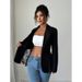 ZOEVA 2026 Spring New Color Contrasting Lace Waist Slimming A-line Women's Suit Coat_ecoleips.com
