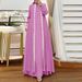 Women's Clothing New Middle Eastern Muslim Fashion Elegant Solid Color Loose Long Sleeved Lace Cardigan Robe Dress_ecoleips.com