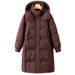 Trendy Winter Long Puffer Coat For Women – Knee-Length Quilted Jacket, Thickened Hooded Parka, Elegant & Warm Casual Outerwear_ecoleips.com