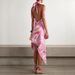 S New Sexy Hanging Neck Backless Printed Vacation Dress For Women_ecoleips.com