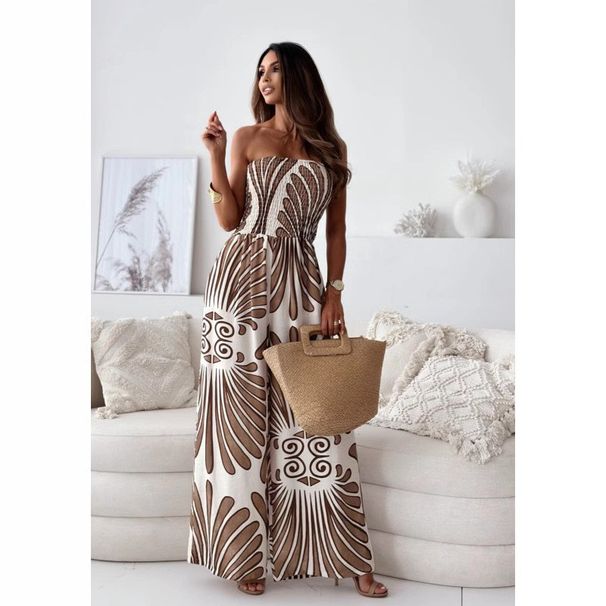 Women's Strapless Printed Jumpsuit Slimming Long Pants Summer Fashion Clothing_ecoleips.com