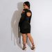 Women's clothing cross-border new women's clothing fashionable solid color sexy hollow long-sleeved round neck slim dress_ecoleips.com