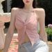 Sexy Cropped Halter Top For Women - Summer Stretchy Polyester Short Sleeveless Shirt, Grey & Pink, S/M/L, Y2k Aesthetic Streetwear_ecoleips.com