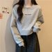 European American Foreign Trade Real Shot Hoodless Short Sweatshirt Women, Loose Versatile, Thin Pullover With Printed_ecoleips.com