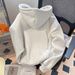 Women's Hooded Lightweight Sweatshirt Relaxed Fit Fleece Lined Slimming Tummy Concealing Youthful Outerwear for Autumn Winter_ecoleips.com
