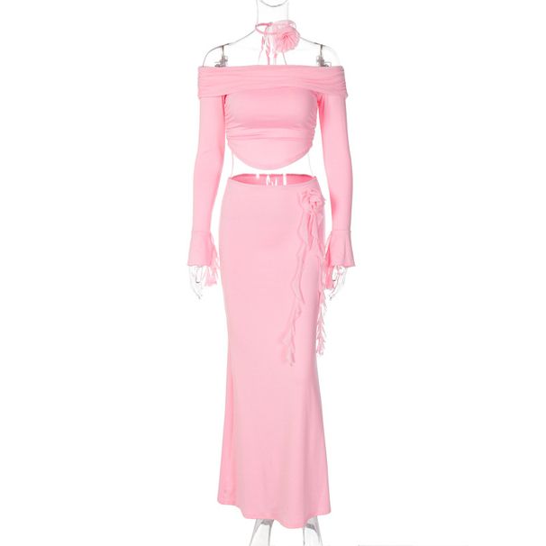 Women's Strapless Long Sleeved Top And Slim Fit Skirt Set Spring Summer Fashionable Sexy New Arrivals Wholesale_ecoleips.com