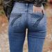 Aria Basics Cross-border European American Foreign Trade, Women's Blue Jeans With Embroidered Back Pocket, Loose Fit And Wide Leg_ecoleips.com