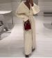New Women's Clothing Casual Versatile White Woolen Belt Long Trench Coat_ecoleips.com