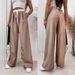 AC174 Hot Girl Autumn Drawtring Color Block Vintage Street Straight Sweatpant Looe Caual Wide-Leg Slimming Long_ecoleips.com