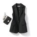 Women's Solid Black Suit Collar Vest Button down Elegant Commuter Outerwear for Spring And Autumn_ecoleips.com