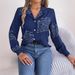 Real Shot Of 2026 Spring/Summer European And American Casual Versatile Letter-print Blazer Collar Long-sleeve Shirt._ecoleips.com