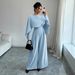 Elegant Temperament Women's Long Sleeve Jumpsuit Solid Color Round Neck Slim Waist Wide Leg Spring Autumn American Style_ecoleips.com