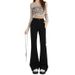 YKK Popular 2025 Autumn And Winter New Elastic High-waisted Slim-fit Micro-flared Black Jeans For Women With Fleece_ecoleips.com