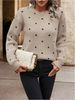 European And American Cross-Border Trade Fashion Round Neck Long Sleeve Pullover Sweater Women's Polka Dot Jacquard_ecoleips.com