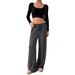 Aria Basics 2026 Spring Autumn European And American Cross-Border Women's New Casual Striped Solid Color Elastic Drawstring_ecoleips.com