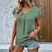 Spring And Summer Women's New Collection Of Solid-Color Button-Up Fashionable Short-Sleeved Tops For Women_ecoleips.com