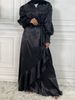Fashion Flower Turkey Satin Abaya Muslim Woman Jilbeb Kaftan Moroccan Wedding Caftan Dress Pakistani Salwar Kameez Indian Robe_ecoleips.com