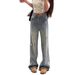 Women's Light Blue Flared Jeans With Firework Rhinestone Details – Fleece-Lined Winter Pants, High-Waisted Straight-Leg Denim For A Slimming Look_ecoleips.com