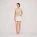 K Fashionable And Minimalist Half Height Collar Short Sleeved Off White Waist Style Paired With Button Up Women's Top_ecoleips.com