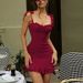 European And American Style Women's Fashion 2024 Summer New Sexy Low-Cut Off-Shoulder Strap Slim Waist Slimming Dress_ecoleips.com
