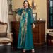 Muslim V Neck Long Sleeve Ladies Robe Fashionable Ostrich Hair Sequin Dress Abaya_ecoleips.com