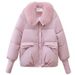 Women's Winter Padded Coat Fashionable Loose Fit Polyester Jacket With Faux Fur Collar Warm Outerwear For Cold Weather Black Beige Khaki Coffee Pink"_ecoleips.com