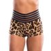 2024 European American Style Women's Sports Shorts With Leopard Print, Striped Patchwork, Elastic Waistband,_ecoleips.com