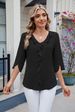K Loose Women's V-Neck Pleated Ruffle Sleeve Top_ecoleips.com