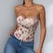 Diamond Patterned Fishbone Waist Corset European And American Style Tank Top Camisole, Cross Border Sexy Hot Girl Low Cut Backless Floral Bra_ecoleips.com