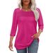 2026 Cross-border European American Women's Autumn And Winter Round-neck Three-quarter Sleeve Top With Chest_ecoleips.com