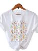 European And American Cross-border Foreign Trade Women's Floral Letter Print Round-neck Short-sleeve T-shirt Top_ecoleips.com